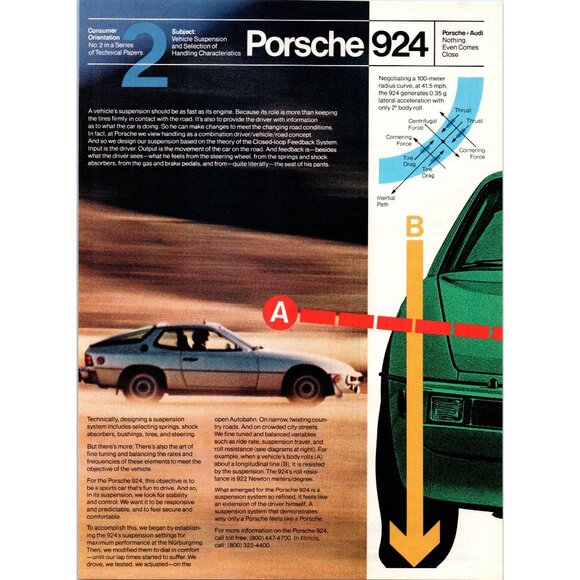 1979 Porsche 924 Suspension Consumer Orientation 2 Vintage Print Ad 70s Wall Art - Picture 1 of 2